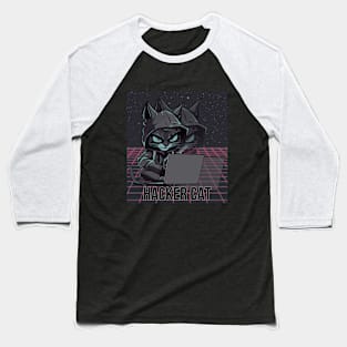 Hacker Cat. Mysterious looking Hacker Cat. Cool futuristic design with holographic shadow effect Baseball T-Shirt